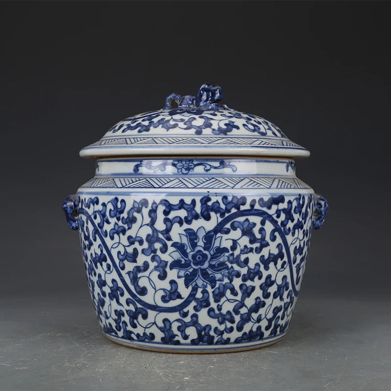 

Republic of China porcelain blue and white lotus covered jar, antique porcelain, antiques, antiques