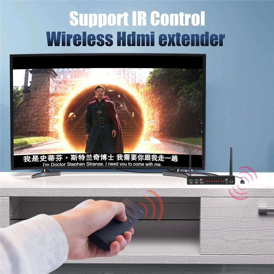 2024 200 м Беспроводная передача видео HDMI беспроводной ТВ HDMI передатчик приемник (TX + RX) с ИК WIFI антенной комплект удлинителя