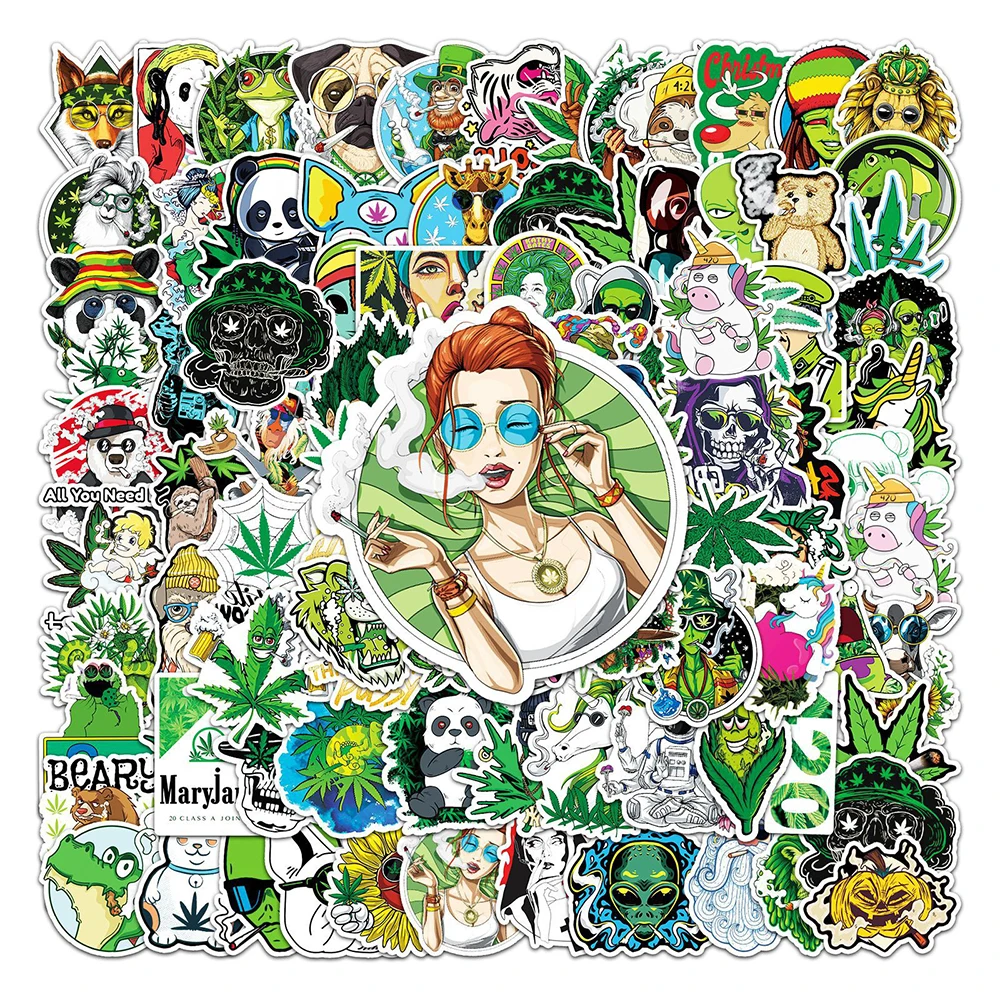 10/50/100 Stuks Marihuana Cartoon Stickers Esthetische Diy Skateboard Motorfiets Water Fles Graffiti Waterdichte Cool Sticker Decals