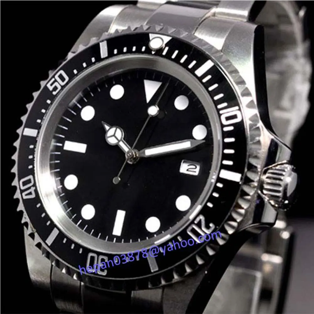 Parnis 42mm Automatic Mens Watch Black Dial 2813 Movement Date Alloy Bezel Insert Luminous 316L/Nylon Strap Mechanical Watches