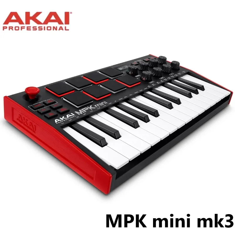 AKAI المهنية MPK Mini MK3 - 25 مفتاح USB ميدي وحدة تحكم بلوحة مفاتيح مع 8 منصات طبل الخلفية ، 8 المقابض إنتاج الموسيقى البيانو