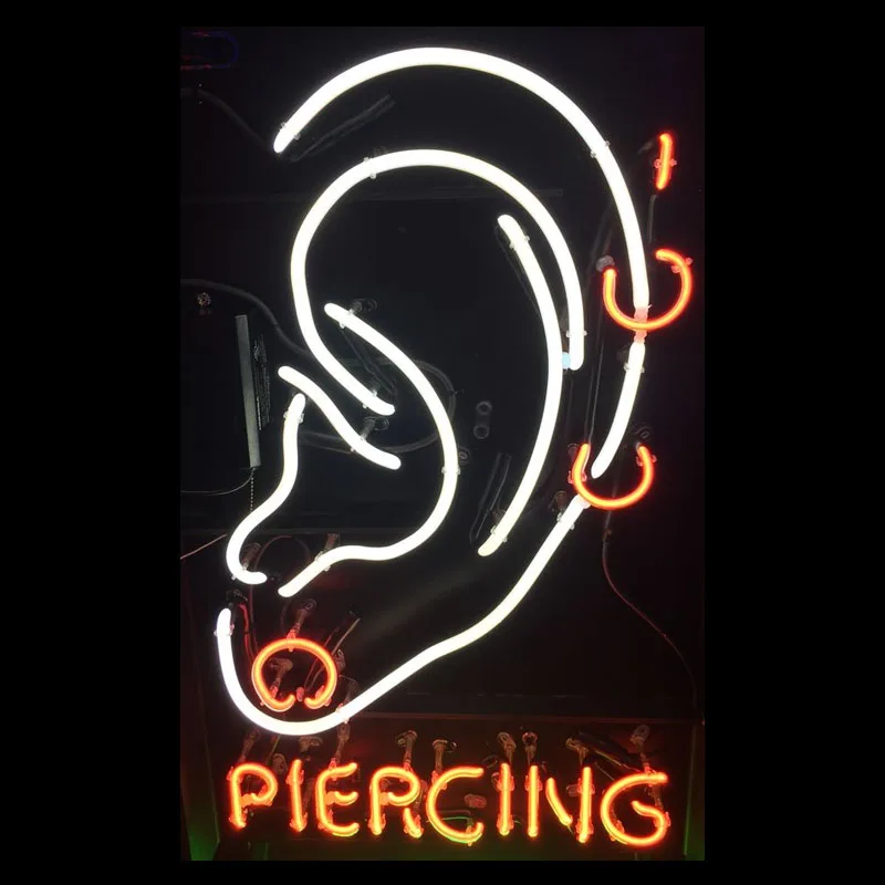 Neon Sign For Ear with Ring Piercing Tattoo glass Tube Beer art club Lamps resterant light advertise custom Impact Attract light