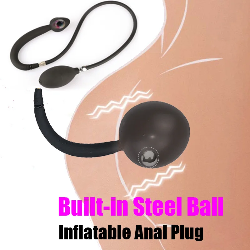 Built-In Steel Ball Inflatable Big Anal Plug Expandable Dog Tail Plug Dildo Pump Anal Masturbation Expander Couple Sex Shop