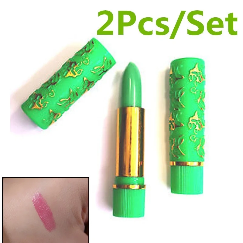 2Pcs Long Lasting Lip Bam Dark Green Magic Spotting Lipgloss Lipstick Butterfly Color Changing Cosmetics Makeup Maquiagem