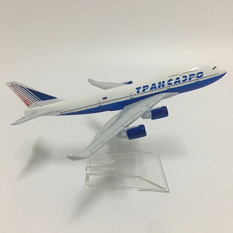 JASON TUTU 16cm Transaero Boeing 747 Airplane Model Plane Model Aircraft Diecast Metal 1/400 Scale Planes Factory Drop shipping