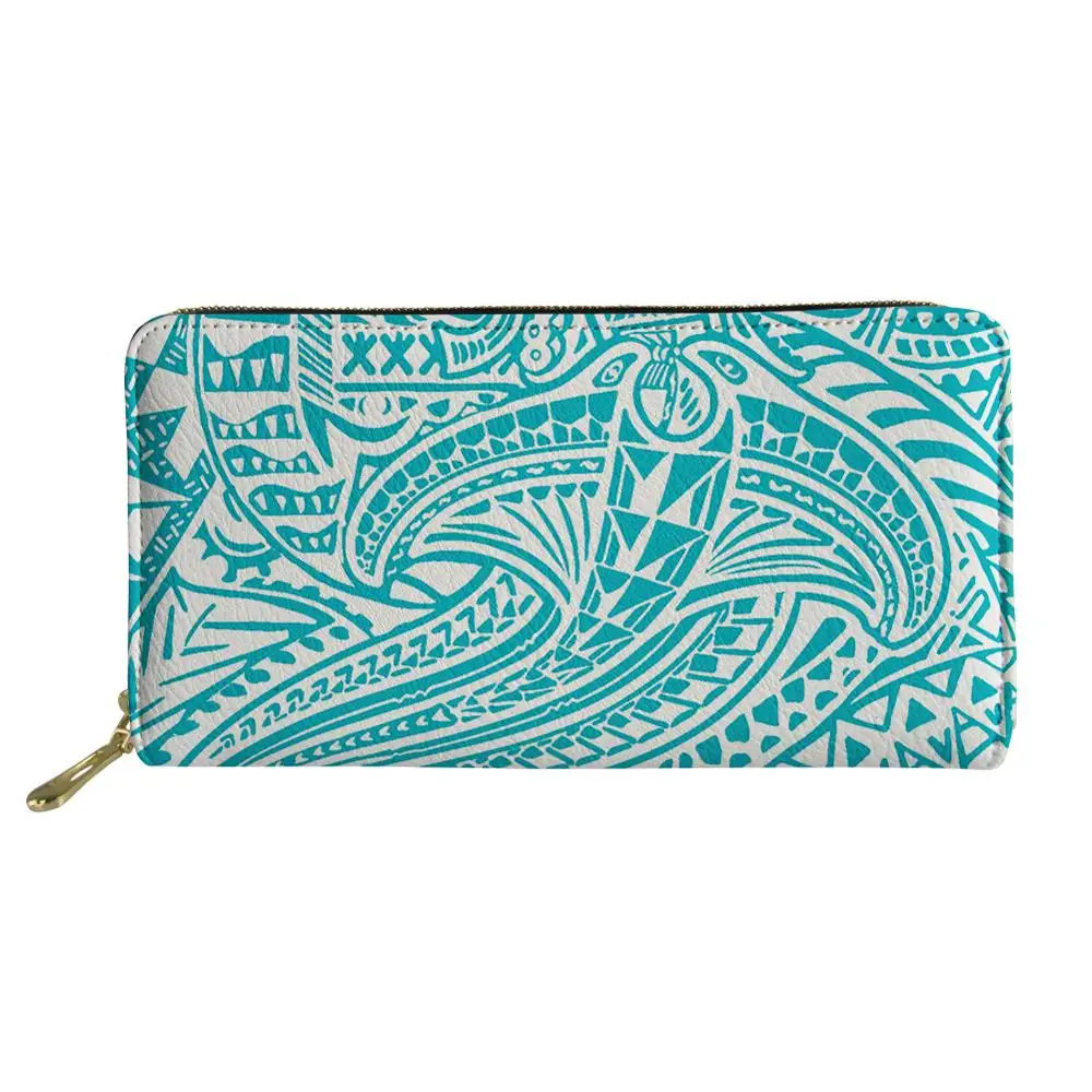 

Luxury Leather Wallet Fashion Women Purses Polynesian Traditional Tribal Printing Ms Clutch Female Card Holder Ladies Money Bag