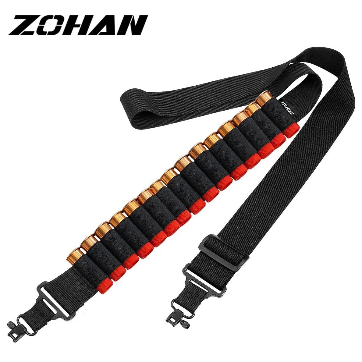 ZOHAN Shotgun Ammo Sling With Shell Holder For 12 Gauge Durable Rifle Slings With Swivels  Hold 15 Rounds For Shooting Hunting