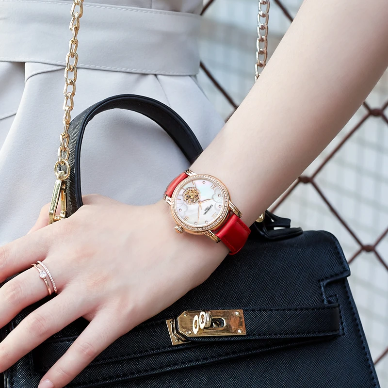 Reloj Automatico Switzerland CARNIVAL Fashion Women Watches Top Brand Luxury Sapphire Luminous Tourbillon Automatic Watch Women