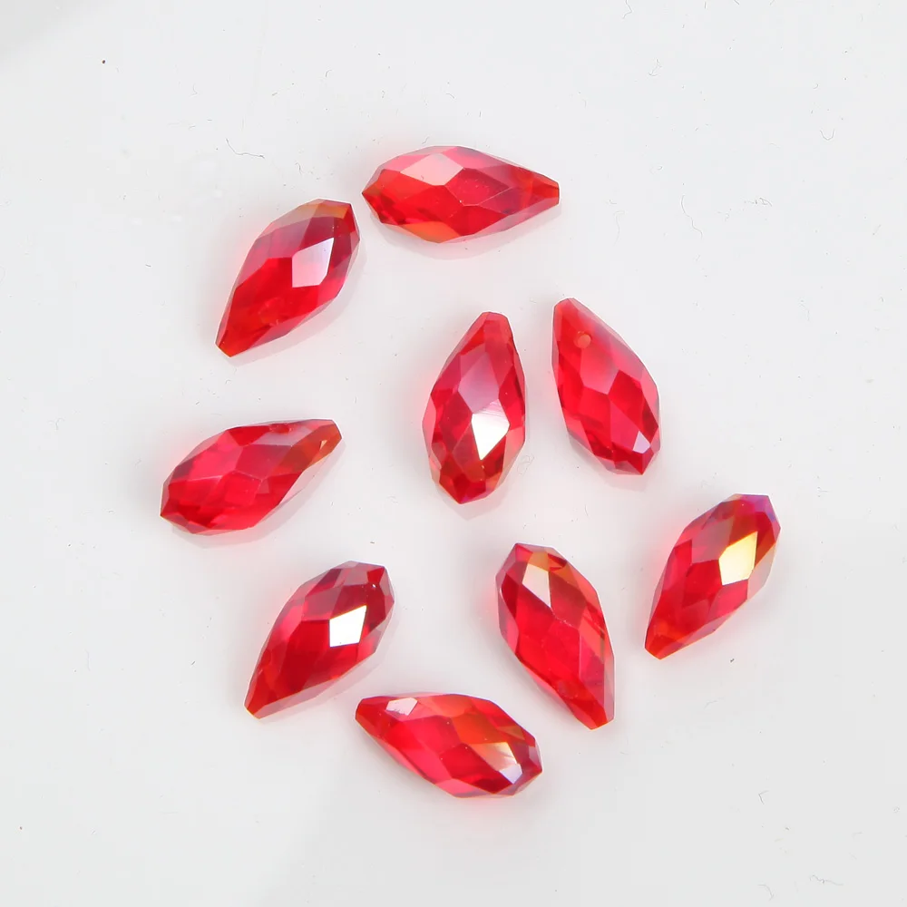 50PCS Austria Glass Teardrop Beads Faceted Crystal Briolette Pendant Beads for Jewelry Making Necklace Diy Accessories Wholesale