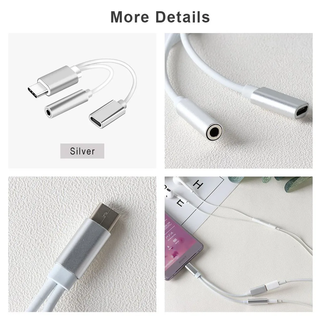 نوع-C المحمول برو محور محول مع USB-C شحن 3.5 مللي متر سماعة جاك AUX الصوت الفاصل محول محول + تهمة كابل 19Oct