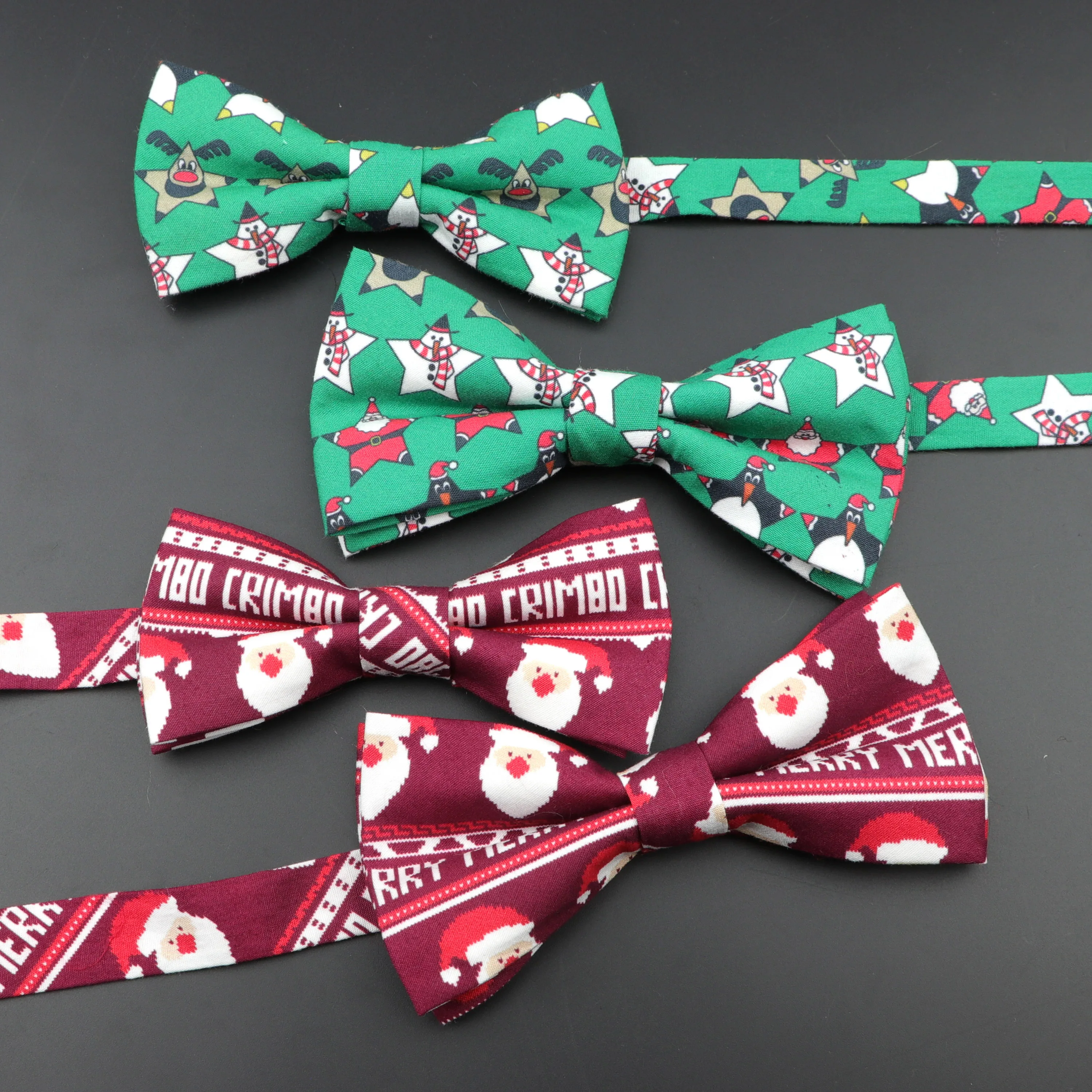 Hot Sell Christmas Parent-Child Bow Tie Set Cotton Snowflake Animal Printed Butterfly Cravat Super Quality Party Festival Gift