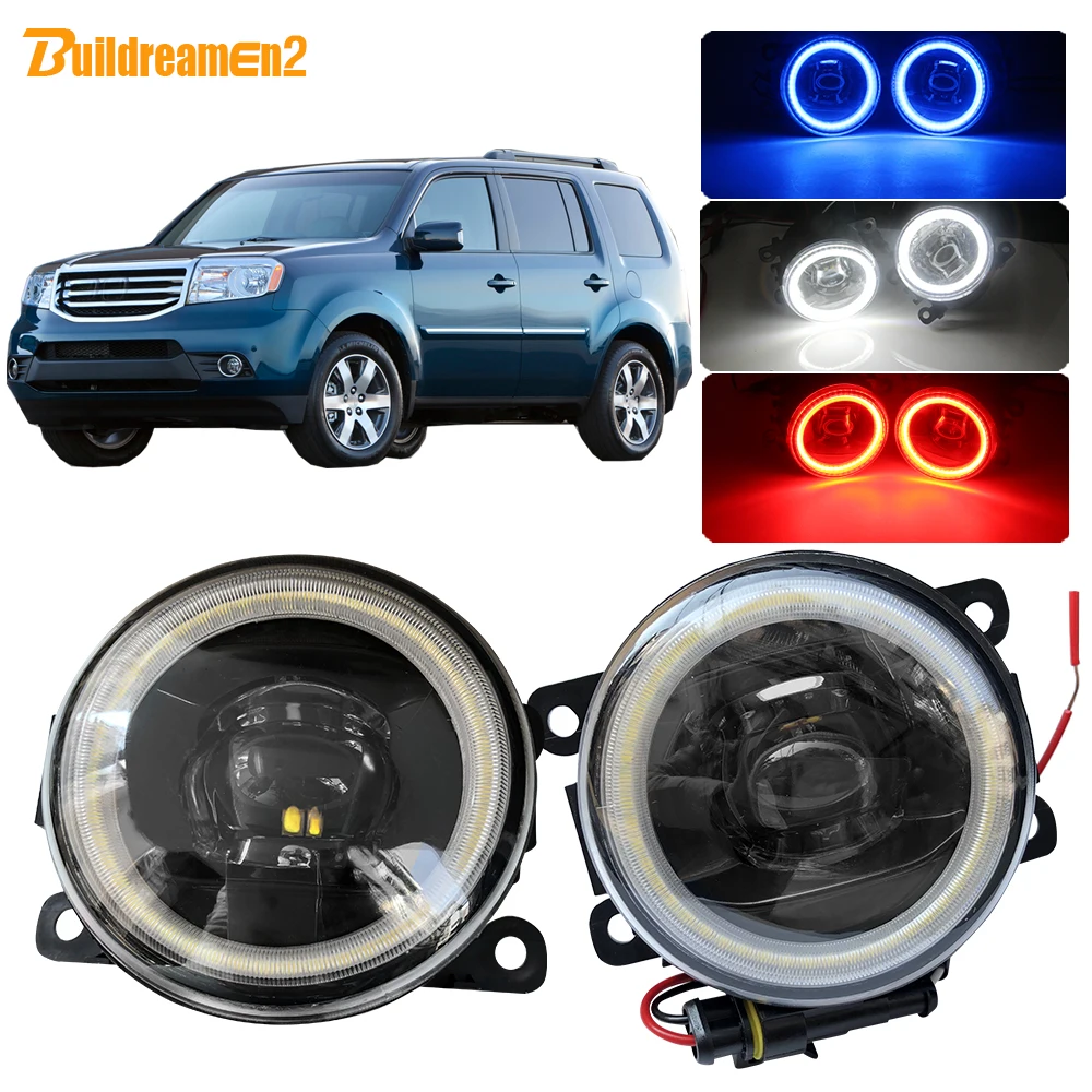 

Buildreamen2 For Honda Pilot 3.5L V6 Car Styling H11 LED Fog Light Kit Angel Eye Daytime Running Light 12V 2012 2013 2014 2015