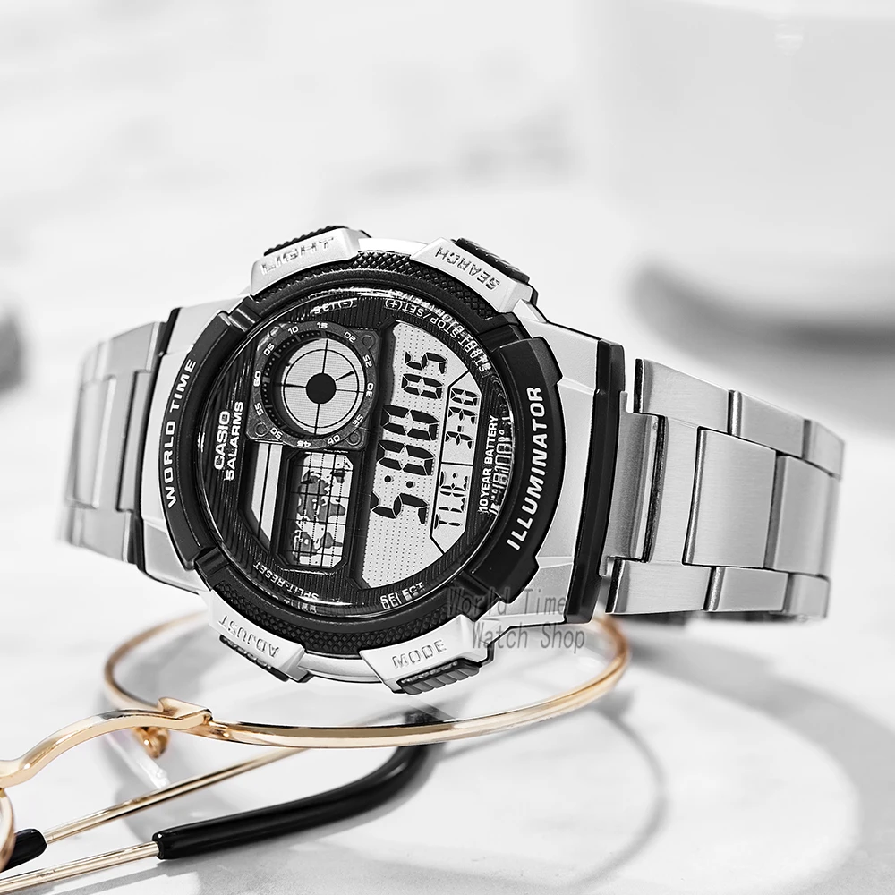 Casio Horloge Voor Mannen 10 Jaar Batterij Horloge Mannen Led Digitaal 100M Waterdicht Quartz Sport Militair Horloge Horloge Logio AE-1000W