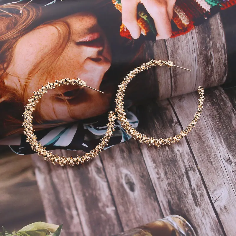 New Vintage Earrings For Women Gold Color Round C Geometric Statement Earring 2019 Metal Earring Hanging Fashion Jewelry