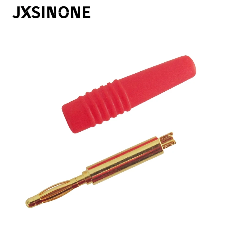 JXSINONE P3011 10 قطعة/الوحدة 2 مللي متر مطلية بالذهب البرية الموز التوصيل مكبر صوت مكبر للصوت كابل سلك الطاقة المسمار وصلة مرفاع