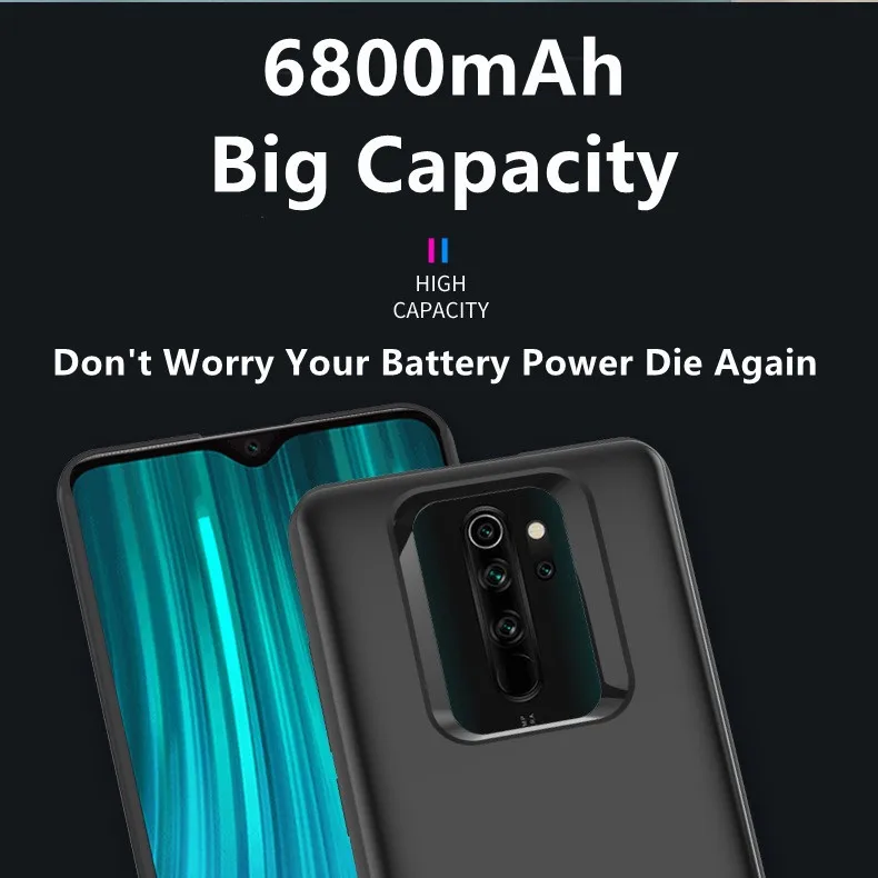 Phone Battery Case For Redmi Note 8 Pro Note 9Pro Power Case External Battery Cover For Redmi 10X 9 K40 K30 Pro 6800mAh