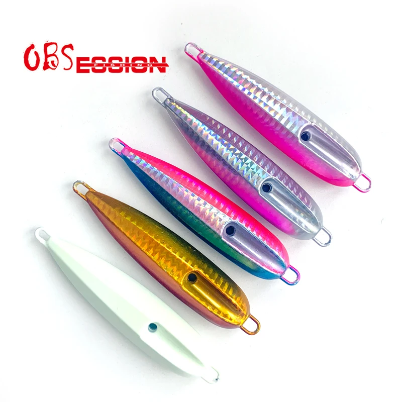 OBSESSION Luminous Metal Jig Lures 40g 60g 80g Saltwater Fishing Jigging Lure Artificial Sinking Fast Slow Fishing Metal Jigbait