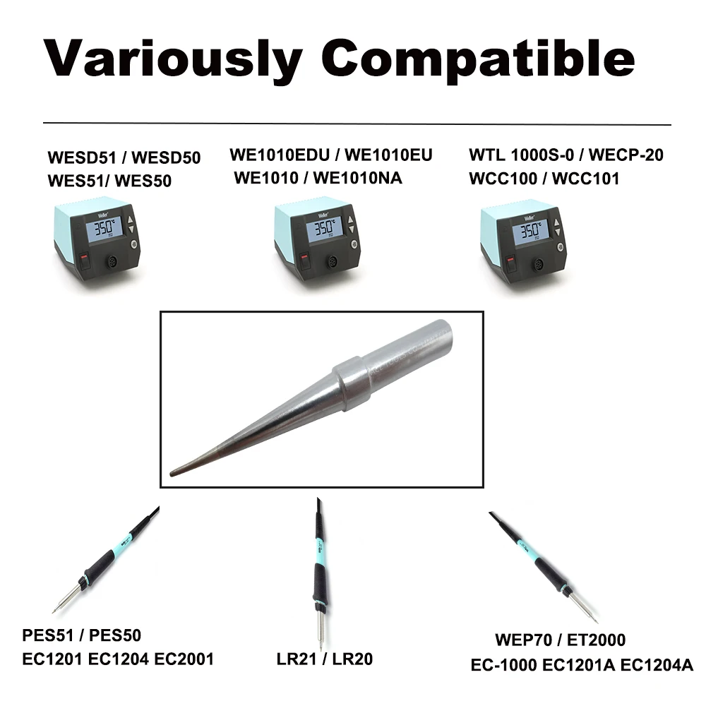 Наконечник для паяльника ETO, конический, 0,8 мм, подходит для WELLER WES51 WES50 WESD51 WE1010NA WE1010EU PES51 PES50 LR21 LR20