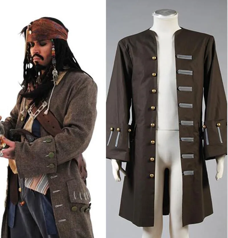 Disfraz de Jack Sparrow del Caribe, disfraz de capitán, solo para adultos, chaqueta, abrigo