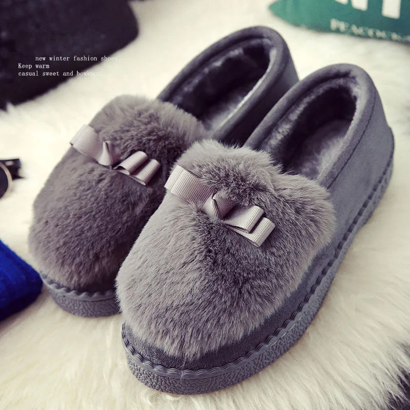 Winter Warm Cotton Shoes Lovely Maomao Plus Plush Foot Pedal Home Leisure Light And Comfortable Soft Sole Boots