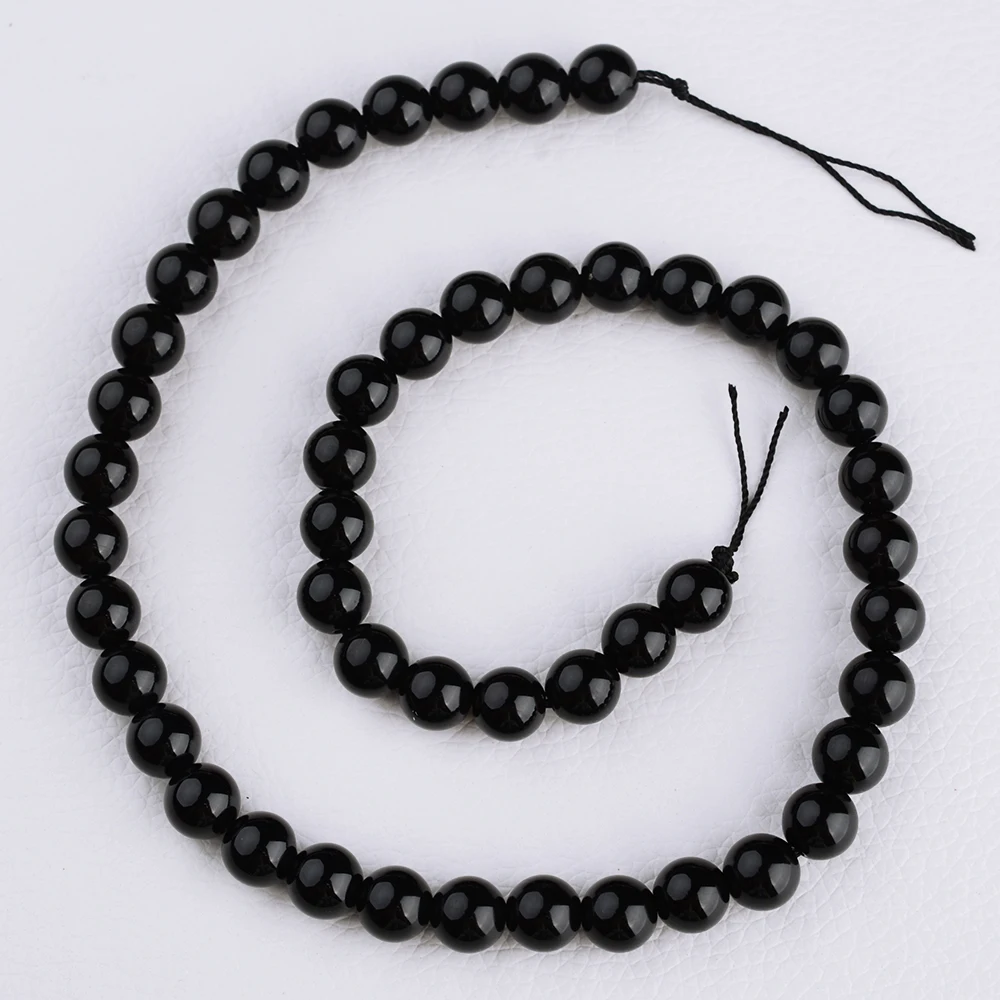 

6-14 mm 1 Strand AA Natural Genuine Morion Black Quartz Crystal Round Loose Beads