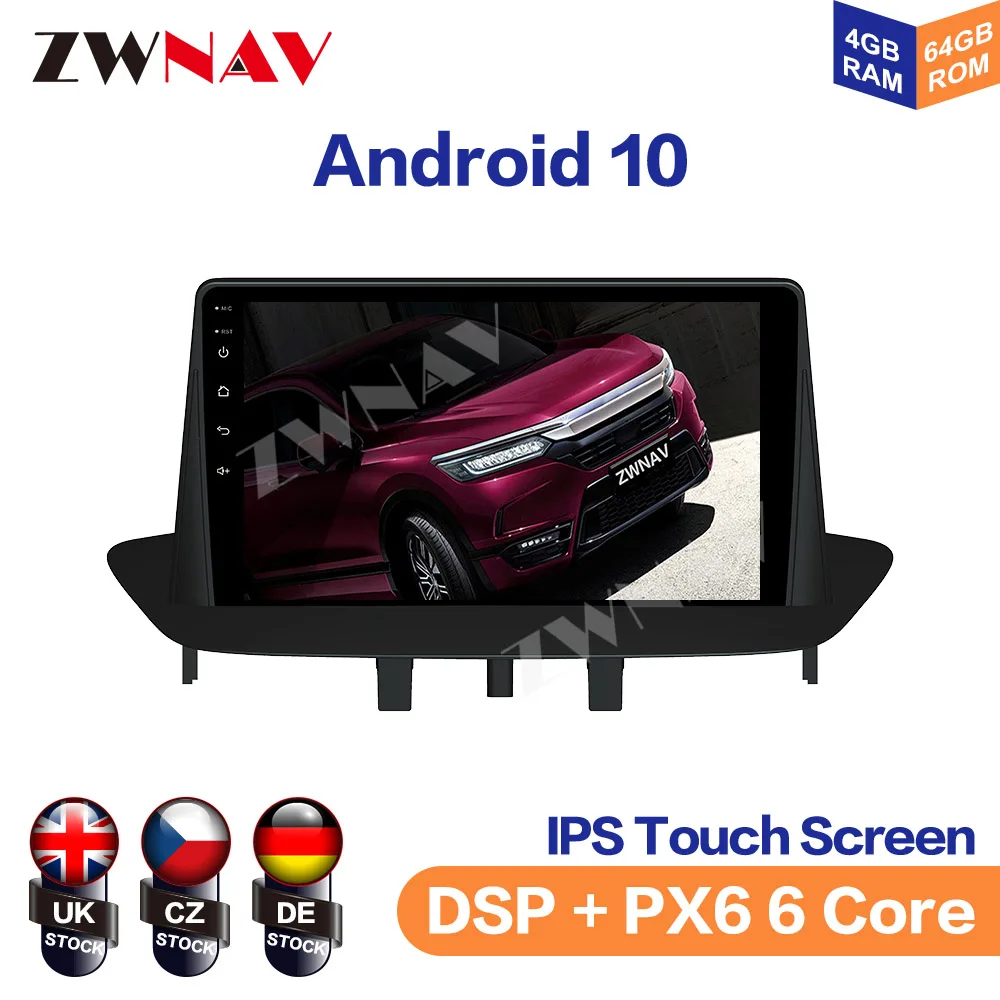 ZWNAV  Car GPS Unit Player Stereo Android 10.0 GPS Navigation for Renault Megane 3 2009 2010 2011 2012-2014 support Carplay