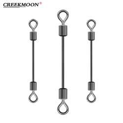 100pcs Long Fishing Connector Swivels Barrel Bearing Connectors Lead Solid Ring Stainless Steel Fishing Tackle Accessories Tools