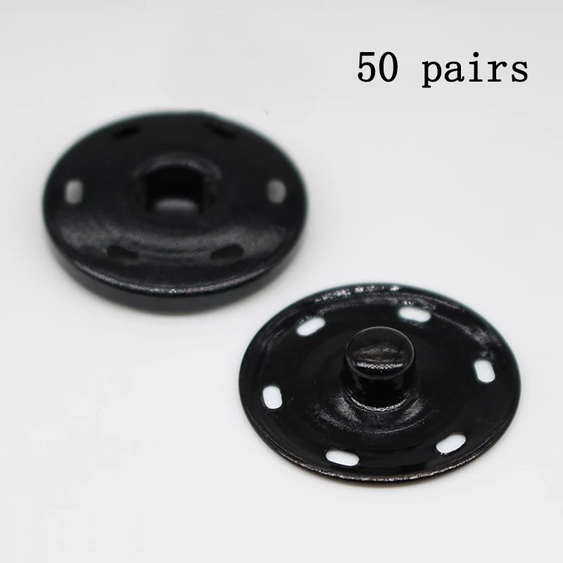 50 Pairs Snap Metal Press Buttons Fastener 7.5/10/15/21/25/30mm Round Button DIY Garment Buckles Needlework Sewing Accessories