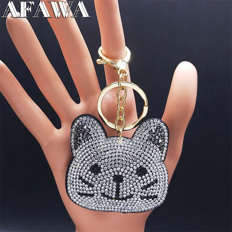 2024  White Crystal Beagles Dog Keyring Women/Men Cat Bag Accessories Jewelry porte clef mignon K19S01