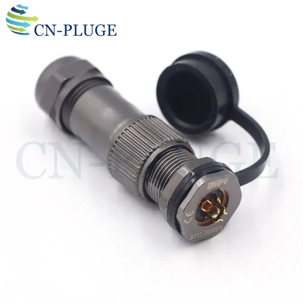 WEIPU ST12,3 pin Metal Waterproof Industrial Front nut Wire Connector, Male Plug Female Socket Rated current 13A IP67