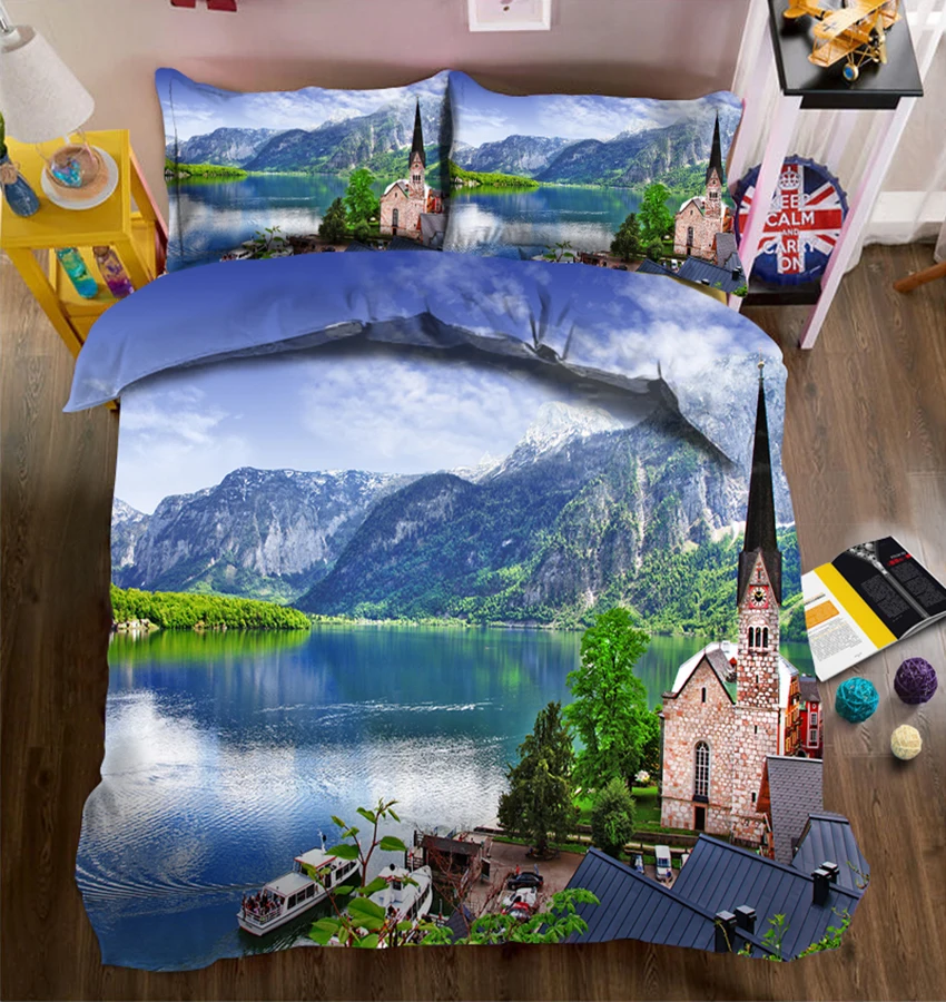 Blue Bed Linen 3D Bedding Set Duvet Cover Pillowcase Bed Cover Twin Full Queen California King Decorate Double Bed Set King Size