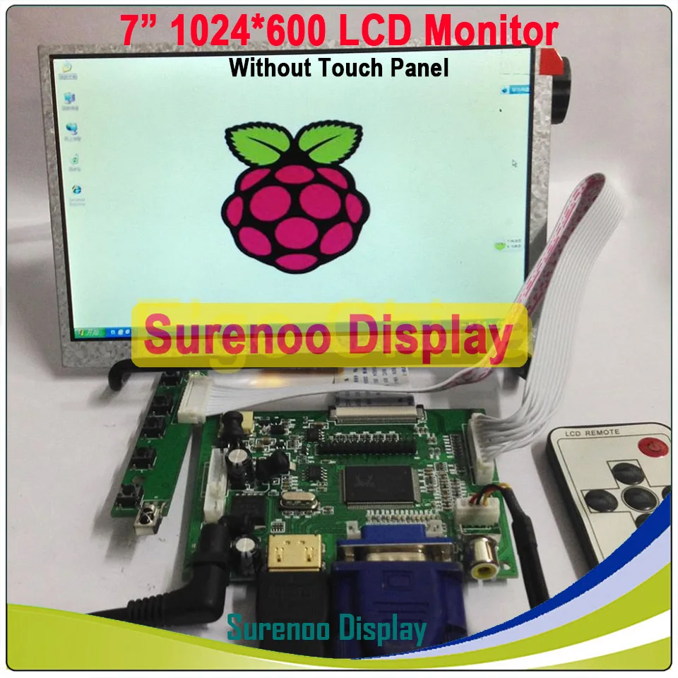 7 "1024*600 LCD Modul Display Monitor Screen + HDMI-Kompatibel/VGA/2AV Bord + resistiven Touch Panel w/ USB Controller