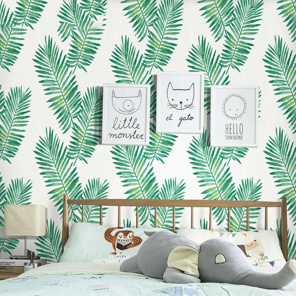 Self Adhesive Tropical Palm Leaf Wallpaper Roll Jungle Peel and Stick Contact Paper Bedroom Living Room Wall Paper Mural
