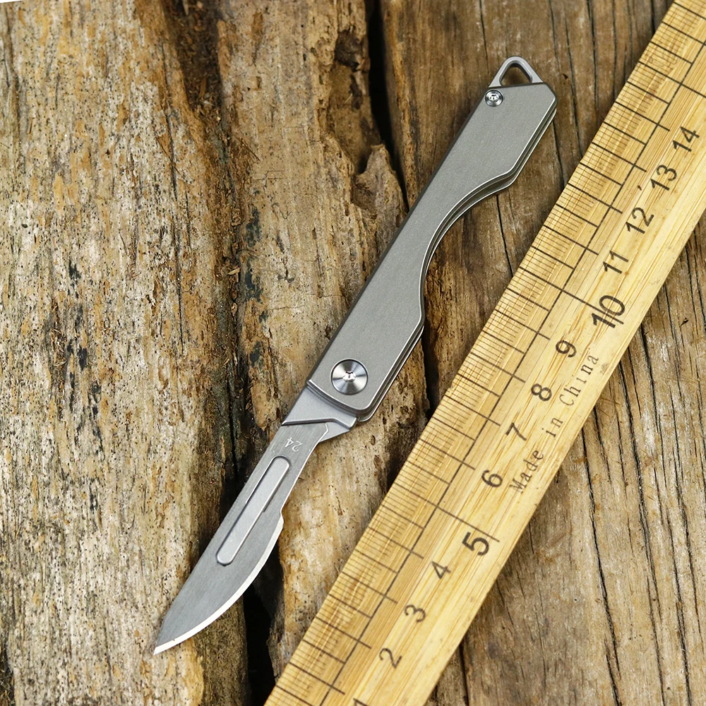 

XS Titanium Alloy Folding Art Knife Carry Multi-functional Outdoor Rescue Survival Scalpel EDC Tool