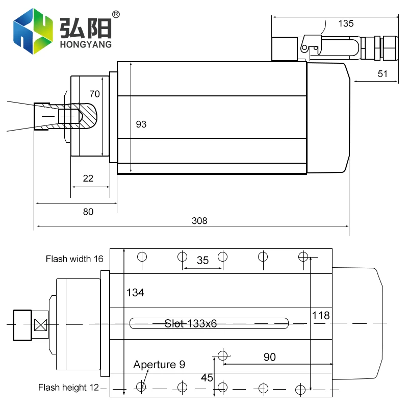 3.5 KW 220V / 380v Air-Cooled Spindle Motor ER20 Chuck 4pcs Bearing Square Flange With Flange For CNC Router Engraving Machine