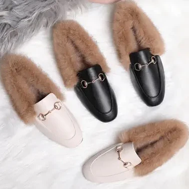 Women\'s Winter Wear New Single Layer Shoes Women\'s Flat Fashionable All-Match Cotton Shoes Fleece-Lined Casual Shoes Fluffy Shoe