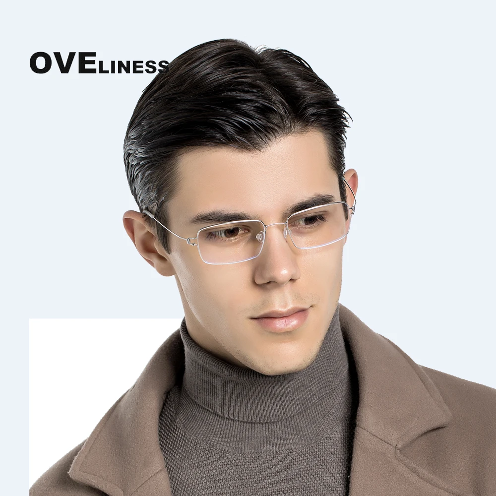 Pure  Titanium Rim Square Glasses Frame Men Eyeglasses frames  New Women Brand Designer Screwless Korean Eyewear Spectacles