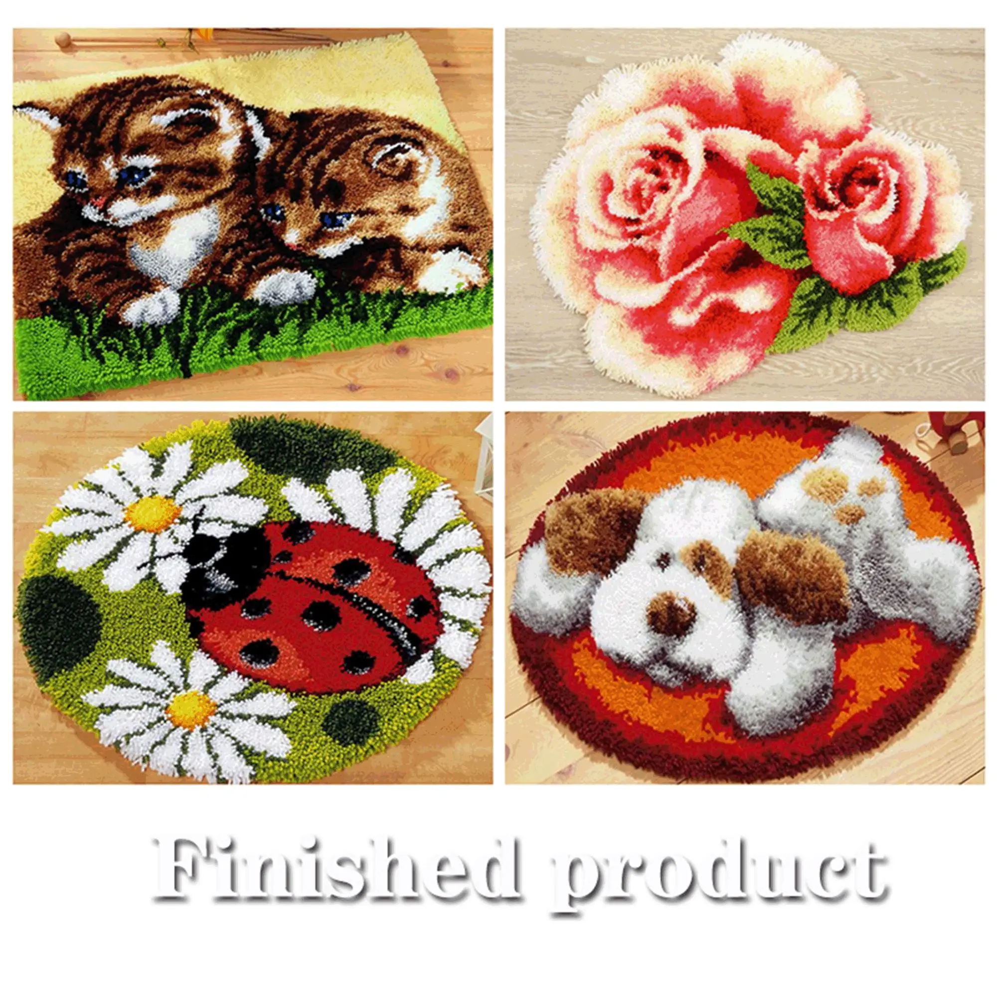 Animal latch hook kits rugs Carpet Embroidery Cushion Cover Knoop Pakket knoop kussen cross stitch kit rejilla rug diy карабин