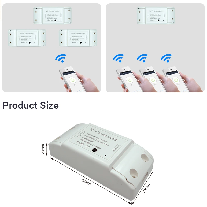 Imagem -06 - Interruptor Inteligente Wi-fi Universal para Casa Interruptor Universal sem Fio com Controle Remoto Funciona com Alexa Google Home Peças