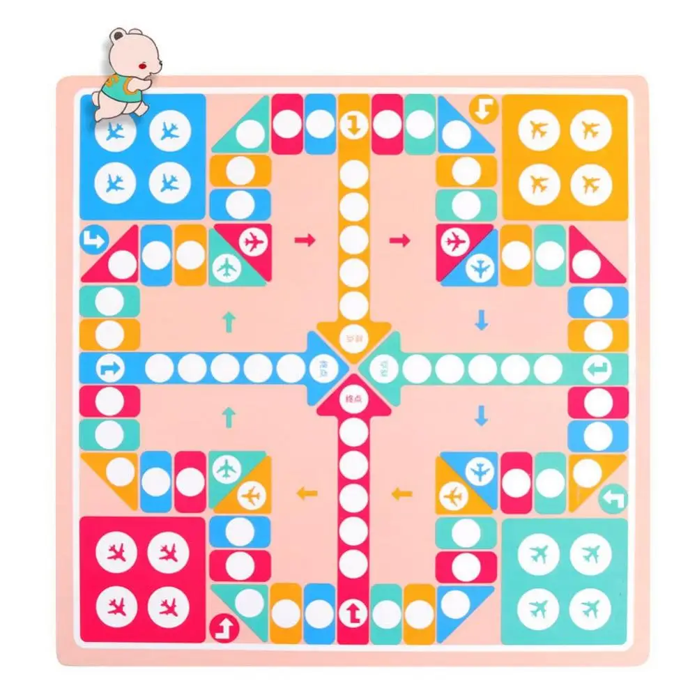 2 in 1 Double-Faced Wooden Flying Ludo Snake Ladder Game Board Kids Family Toy Board Game