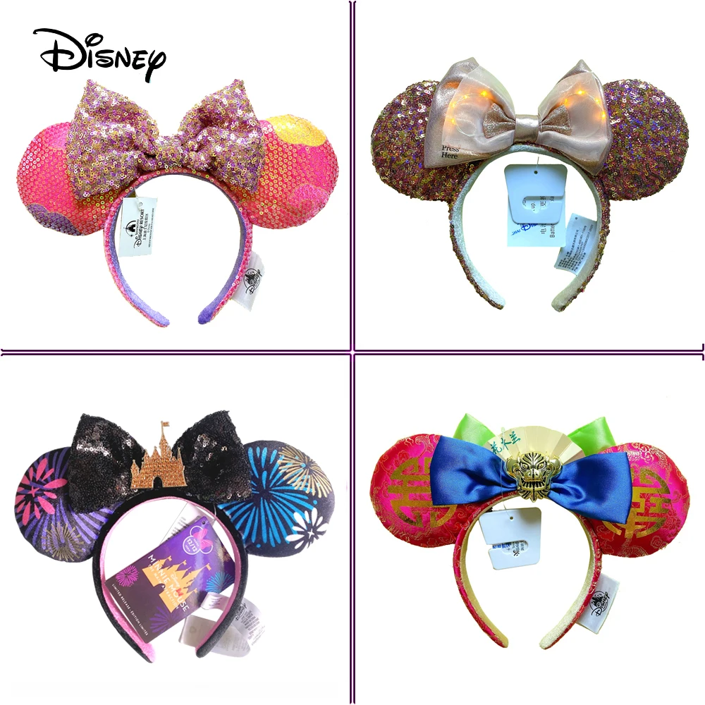 Cartoon Minnie Mouse Ear Headband Shanghai Disney Big Bows EARS COSTUME Headband Cosplay Plush Adult/Kids Headband Gift