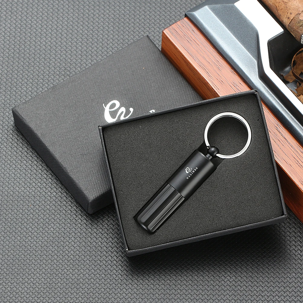 GALINER Metal Cigar Punch Cutter Keychain Portable Smoking Accessories Gadgets Blade Drill Cigar Hole Puncher Pocket