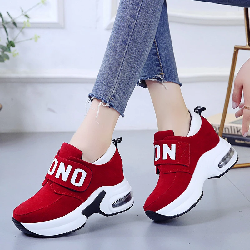 Women Platform Wedge heels casual shoes Suede Hook Loop High Heel Autumn Casual Shoes Height Increasing Woman Outdoor shoes