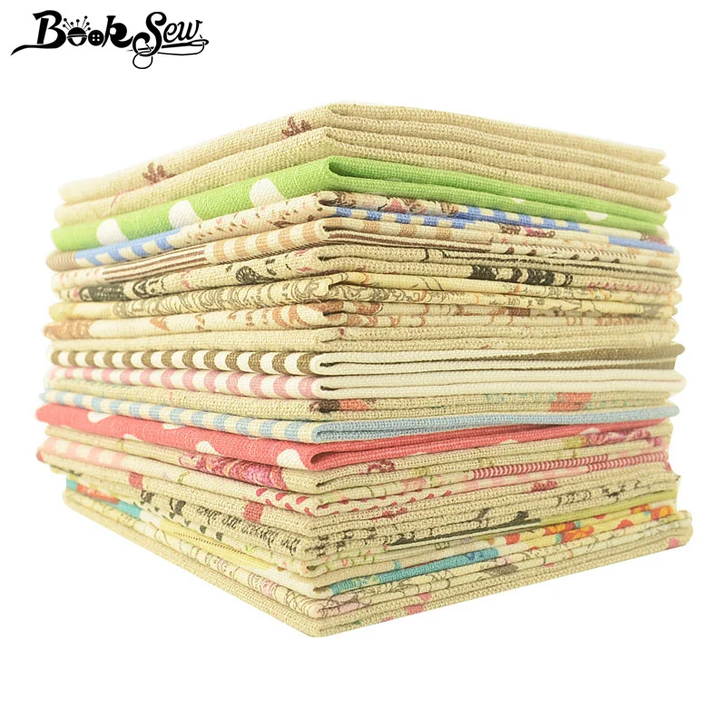 Booksew Zakka Cotton Linen Fabric 10 Pcs/lot Ankara Fabric Dye 20x20CM African Print Tissu DIY Patchwork Sewing For Dolls