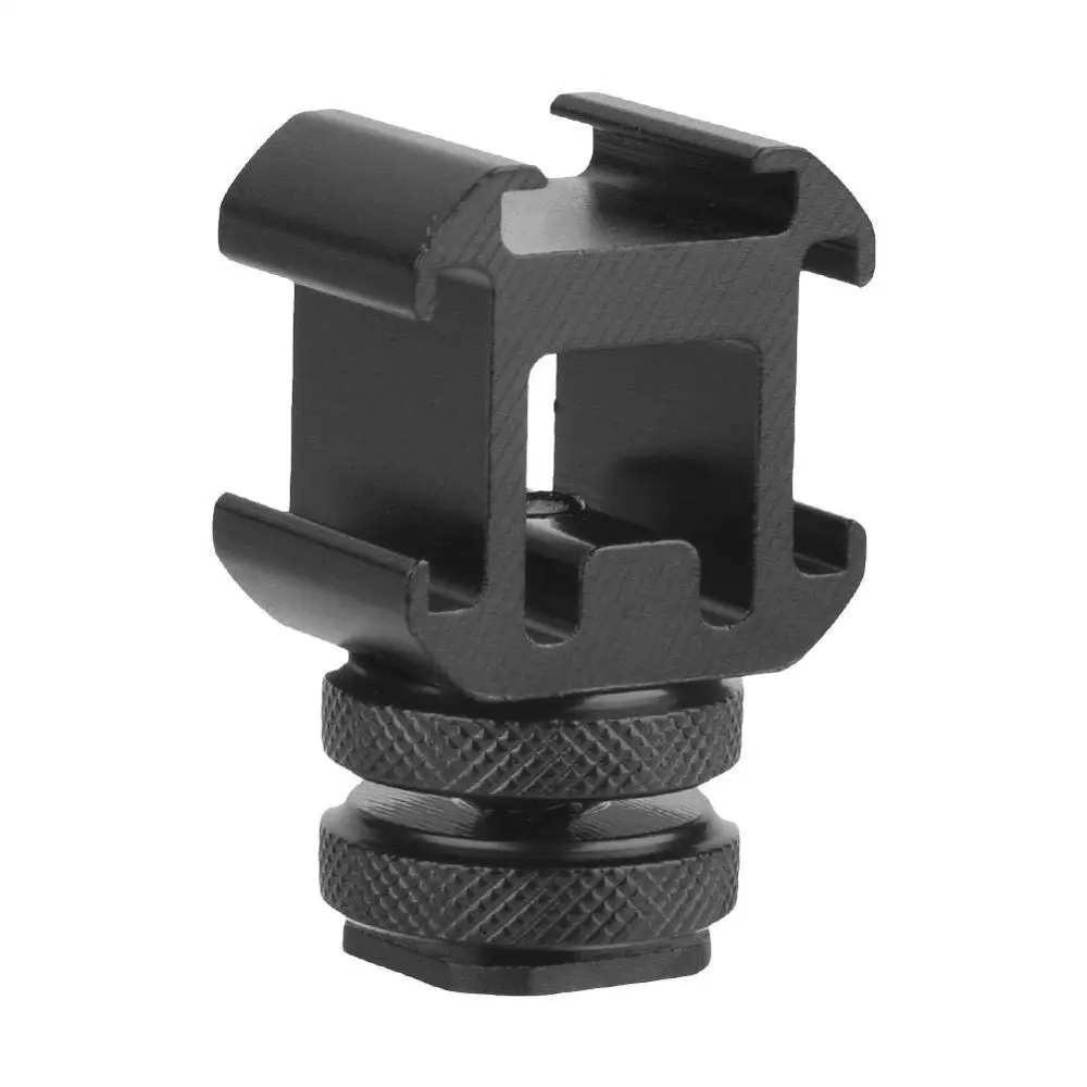 Camera Hot Shoe Holder, Triple Hot Shoe Base Mount Adapter Extend Holder for Microphone Monitor LED Video Light tripod camera