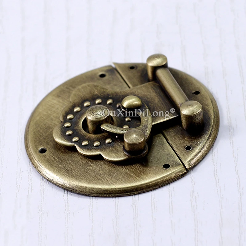 

European Antique 5PCS Pure Brass Small Lock Hasps Jewelry Gift Box Chest Suitcase Cases Lock Catch Latches Buckles