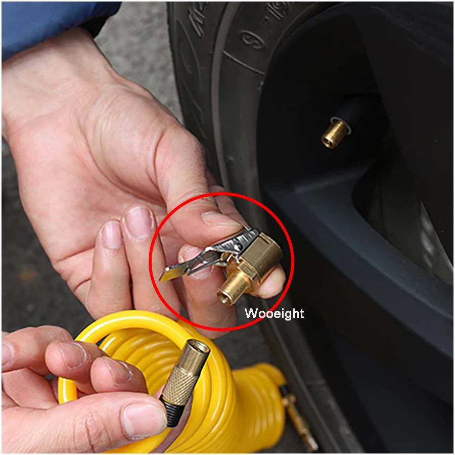 Wooeight 1Pc 8mm Car Truck Auto Brass Tyre Wheel Tire Air Chuck Inflator Pump Valve Clip Clamp Connector Adapter Brass Clamp