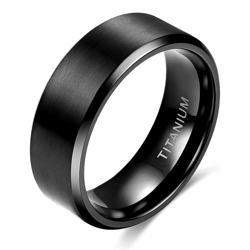 TIGRADE 6mm 8mm Titanium Ring Men Women Black Matte Wedding Engagement Band Brushed Unisex Couple Rings Comfort Fit