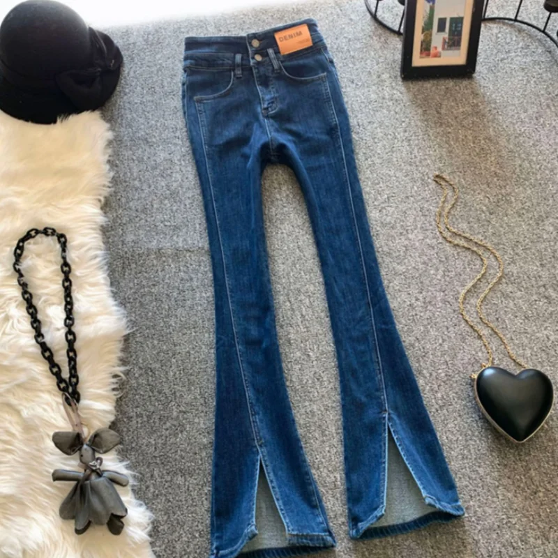 

Blue jeans women's new stretch high waist long flared pants fashion 3xl