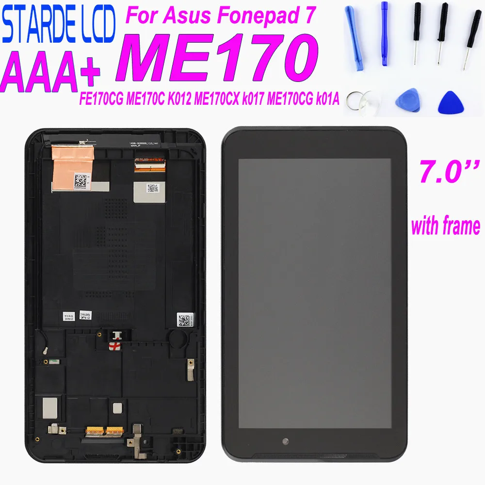 For 7'' Asus MeMO Pad 7 FE7010CG FE170CG FE170 ME170C ME170 K012 K017 K01 LCD Display Touch Screen Digitizer Assembly with Frame